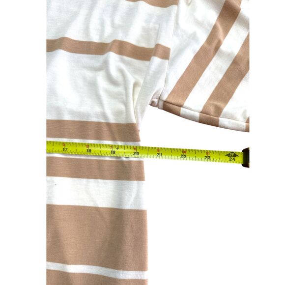 Chico’s Striped Cowl Neck Pullover Top | Size 2 | Tan & White - Picture 6 of 11